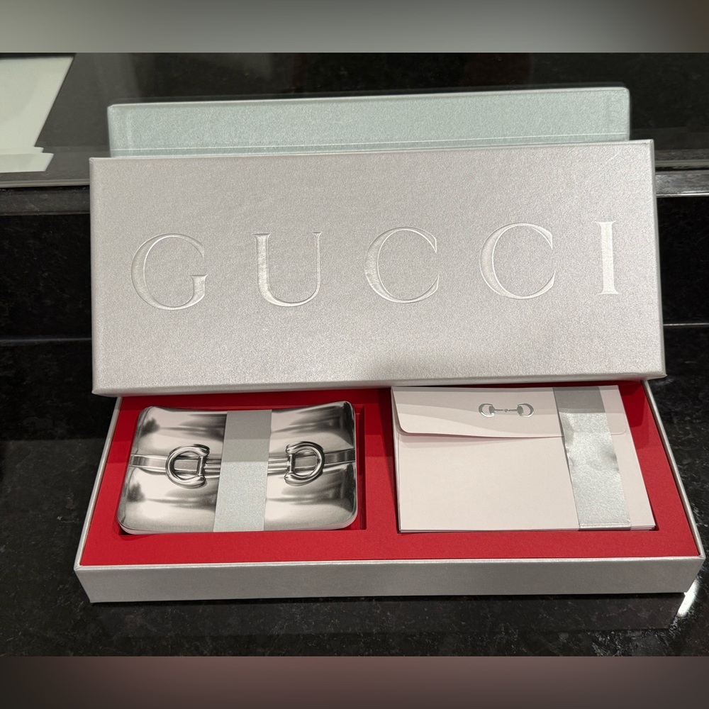🎁 NIB Gucci Silver Holiday Cards & Envelopes VIP Limited Edition Boxed Set 🎁 ✉️